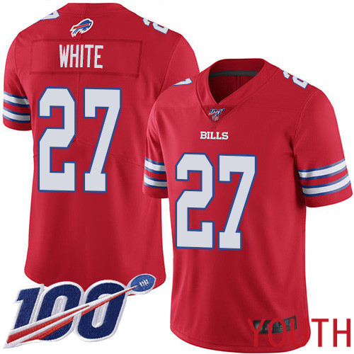 Youth Buffalo Bills #27 Tre Davious White Limited Red Rush Vapor Untouchable 100th Season NFL Jersey->youth nfl jersey->Youth Jersey